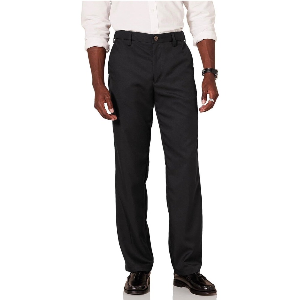 NWT Amazon Essentials Mens Classic Fit Waist Flat Front Dress Pant Black 42W 34L